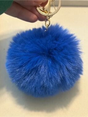 Blue Fur Pom Pom Keychain - Fashion Accessory